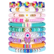 Colorful Clay Bead Friendship Bracelets Set for Kids and Teens - Gift Idea