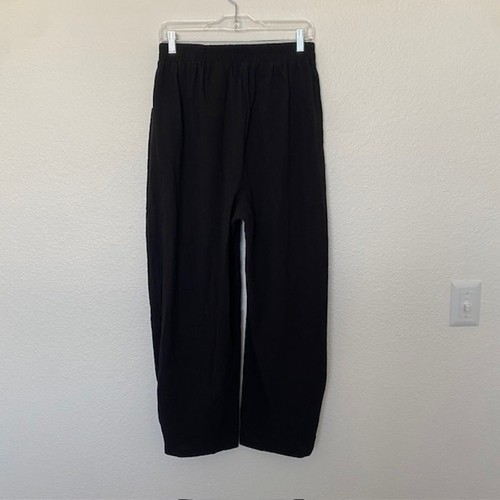 CUPSHE Black Elastic Waist Tapered Leg Pants Cotton Beach Coverup Women's L NWT - Picture 3 of 10