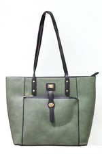 Designer Damen Handtasche Schultertasche Olive Black K220# 42x31x13,5 cm