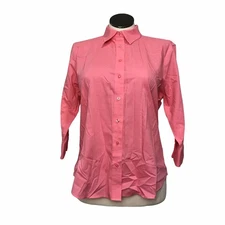 Lady Hathaway Button Up Women’s Size XL Color Coral 3/4 Sleeve’s Collared Neck