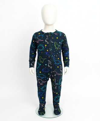Baby Two Way Zip Romper | Convertible Feet | Dinosaur Baby & Toddler Pajamas