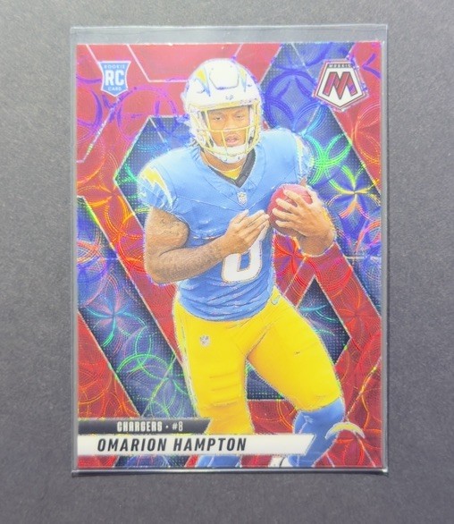 2025 Panini Mosaic - Rookies Omarion Hampton #335 Red Scope Mosaic Prizm (RC)