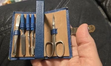 Vintage Miniature Manicure Set in Book-Shaped Genuine Leather Case – West German