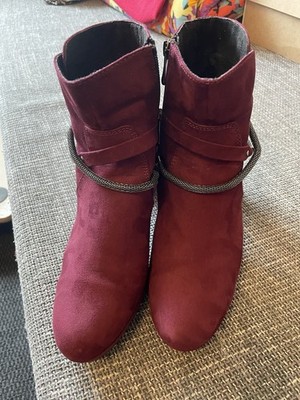 Damen Stiefelletten Bordeaux Gr38 Wildleder Optik Sehr Gut
