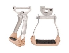 Tough 1 Stirrups Aluminum Swivel Lock Rotate Leather Wrapped 57-2045