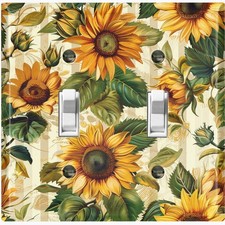 Metal Light Switch Outlet Cover Decorative Wall Plate Rustic Sunflowers FWR141