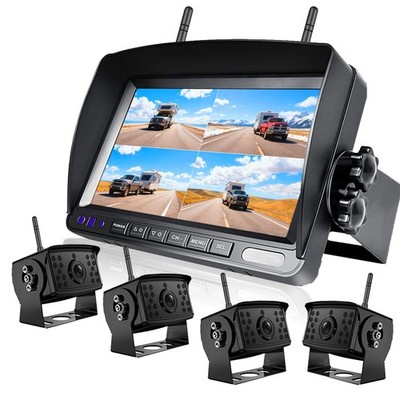 iPoster Wireless RV 7'' Monitor DVR 1080P Rear Side View Camera Kit Truck Trailer