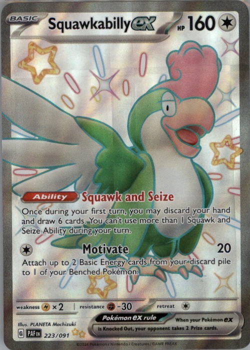 Squawkabilly ex 223/091 Shiny Ultra Rare Paldean Fates NM Holo