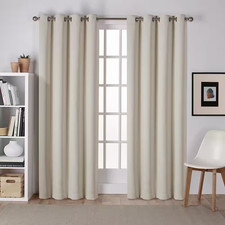 Sateen Linen Solid Woven Room Darkening Grommet Top Curtain, 52 In. W X 108 In.