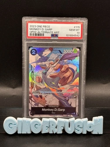2023 ONE PIECE OP02-PARAMOUNT WAR ENG  ALTERNATE ART #115 MONKEY D. GARP PSA 10