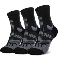 Compression Running Socks for men, Coolmax Anti-Blister X-Large 3 Pairs Black