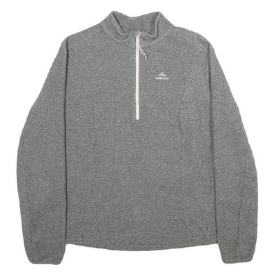 QUECHUA Damen Pullover grau gemustert Half Zip Basic Strick XL Outdoor Activewear