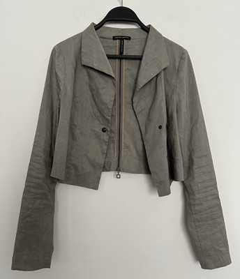 SARAH PACINI Cropped Jacket Stretch Linen Gray Size 1 / Size S