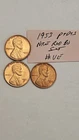 wheat penny lot 1953,1953-D,1953-S RED BU LINCOLN CENT 1953D,1953S RED UNC SET