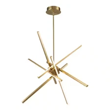 Y'INSP 6-Light Dimmable LED Brushed Gold Sputnik Modern Linear Chandelier