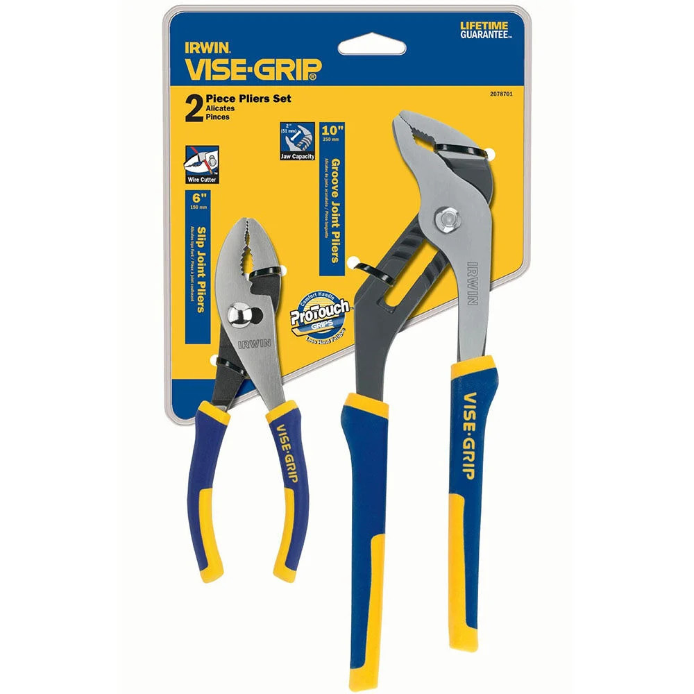 Irwin 2 шт Набор традиционных плоскогубцев - 6 дюймов Скользящее соединение и 10-дюймовая канавка 5190₽