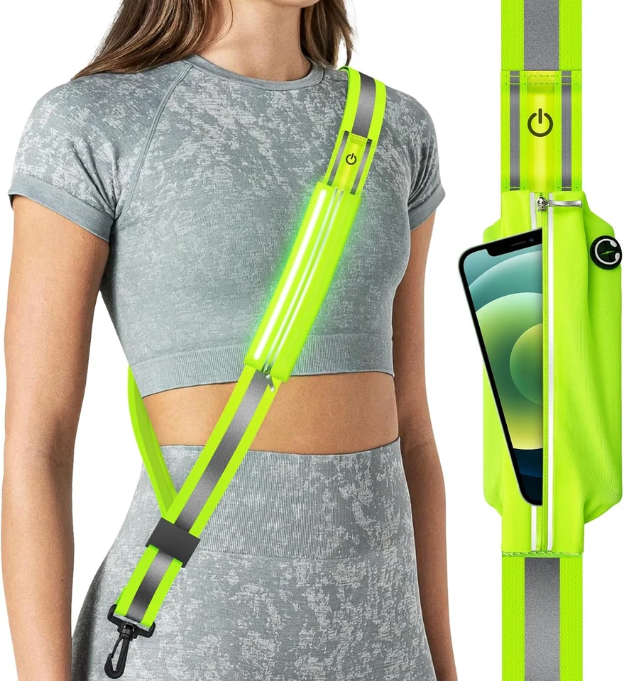 LED Reflective Belt Sash for Walking at Night, Night Running Safety Gear High... - Image 2 of 4