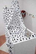 Baby Cotton Cot Canopy 220 150 cm Black Cats Print