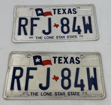 Pair Expired Used Texas *THE LONE STAR STATE* License Plate #RFJ 84W - Free Ship