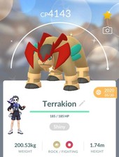Shiny Terrakion 2020 Livello 50 + 3 Mosse GARANTITO FORTUNATO Pokemon Go