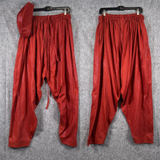 The African Vintage Orange Harem Dance Festival Pants and Hat One Size Fits Most