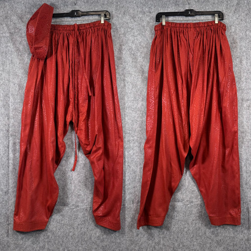 The African Vintage Orange Harem Dance Festival Pants and Hat One Size Fits Most