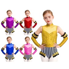 Girls Circus Ringmaster Sequins Dance Jumpsuit and Matched Over-Sleeve Halloween