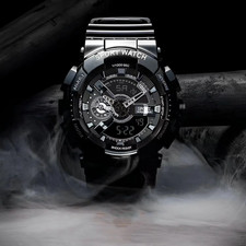 Men Watch Big Dial Digital Analog Luminous Waterproof Sport Diver Boy Wristwatch