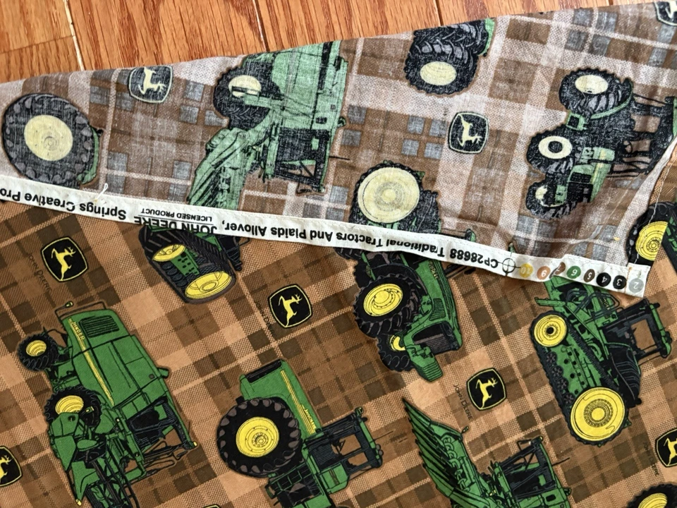Tecido xadrez de algodão para tratores John Deere ~material para artesanato de quintal marrom Selvage - Imagem 4 de 4
