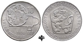 TSCHECHOSLOWAKEI 10 korun 1966 SILVER Silbermünze Czechoslovakia
