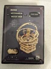 Wooden Puzzle ROKR Starry Night Mechanical 3D Music Box Adult DIY Kit NEW SEALED