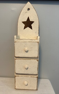 VINTAGE Cream Wall Shelf with Drawer Spice Knick Knack Cabinet 17x4.5x3.5''