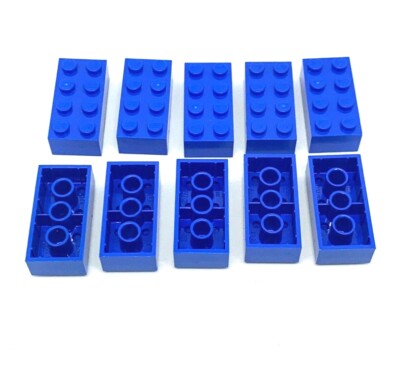 x LOT OF 10 LEGO BLUE 2X4 PLATE Flat Part #3001 Building