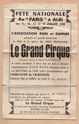 ALBI Werbung alte Papiere Programm LE PARIS. le grand cirque (flieger)(
