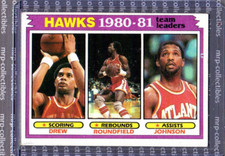 1981-82 Topps #44 Hawks Leaders John Drew Dan Roundfield Johnson NBA Card EX/MT