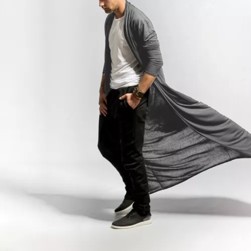 Cappotto lungo uomo giacca a vento outwear lunghezza caviglia cardigan giacca trench uk - Foto 11 di 22