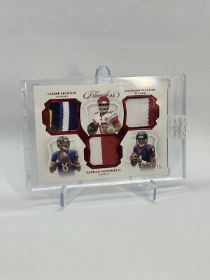 2019 Flawless Patrick Mahomes/Lamar Jackson/Deshaun Watson Triple Patch 15/15