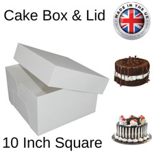 White Cake Box & Lid Stapleless Square 6, 8, 10, 12 & 14 Inch Wedding Birthday