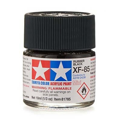 Tamiya Acrylic Mini XF85 Rubber Black 10ml Bottle - Hobby and Model Acrylic