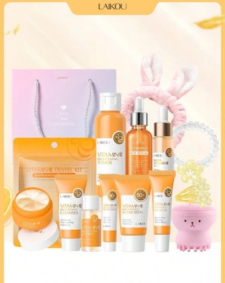 Skin Care Set Vitamin C Women Beauty Gift Sets Skin Care Kit with Cleanser, Tone