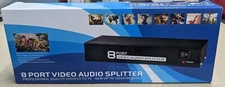 8 Port Video and Audio Splitter, 1 AV input, 8 Output Simultaneously, Black
