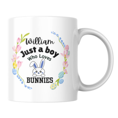 Personalisierte Ostertasse, Just a boy who loves Bunnies Tasse, Hase Häschen Tasse