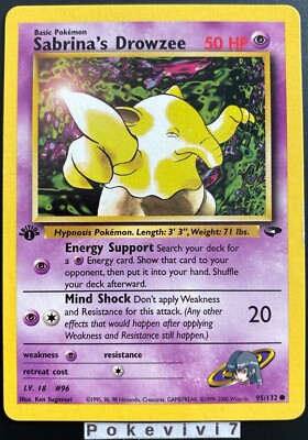 Pokemon Karte Sabrina's Drowsee 95/132 Gym Challenge Wizard EDITION 1 Near Mint