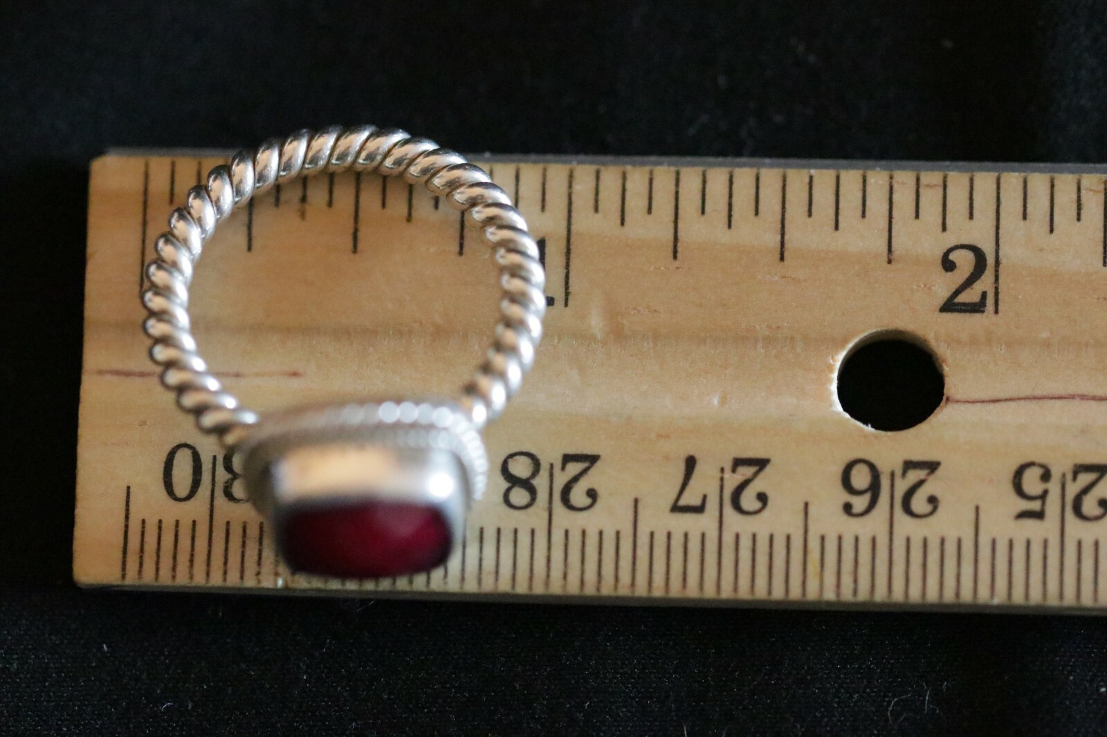 Vintage Sterling Silver Ruby Solitaire Ring Size … - image 7