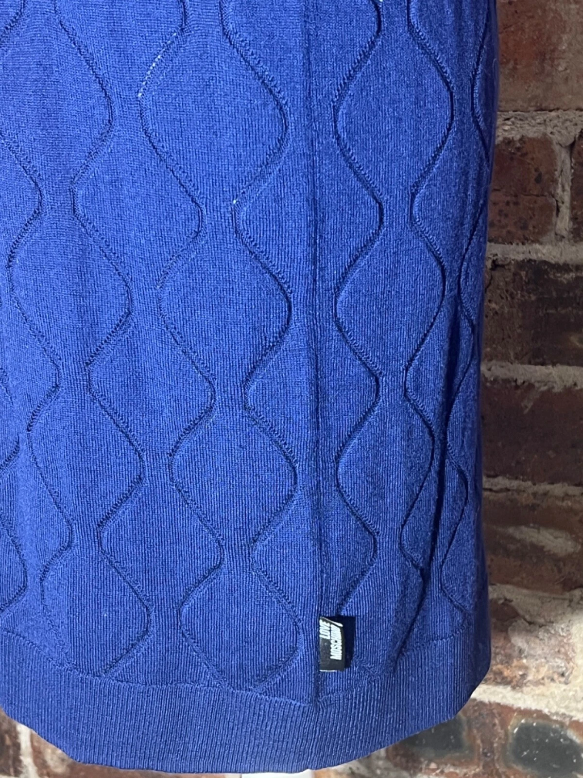 ABITO MAGLIONE MOSCHINO NAVY MAGLIA FINE S S TAGLIA 8 NUOVO CON ETICHETTE