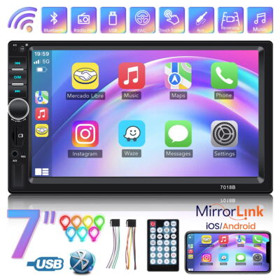 7'' 2DIN Car Stereo Radio Bluetooth Touchscreen TF USB AUX-IN FM Video MP5 Player