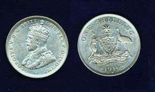 AUSTRALIA GEORGE V 1916-M  1 SHILLING SILVER COIN, GRADES: XF/AMOST UNCIRCULATED