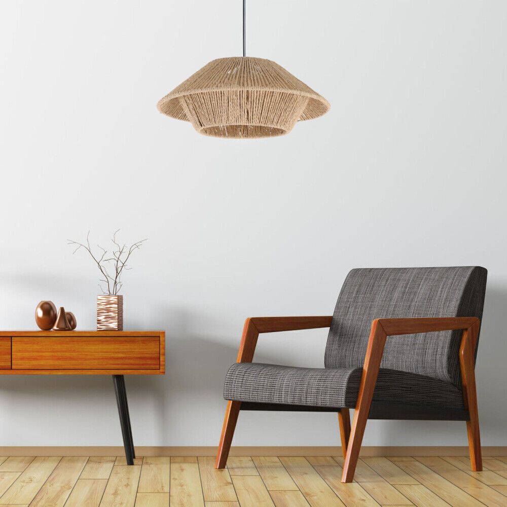 Rattan Lampshade Pendant Light Cover Wicker Lamp Shade Ceiling Light Cover UK eBay