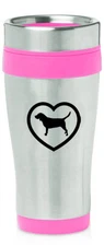 Stainless Steel Insulated 16oz Travel Mug Coffee Cup Beagle Heart
