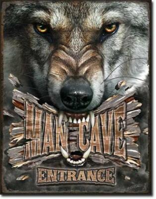 Man Cave Eingang Männer Höhle Böser Wolf USA Metall Deko Schild